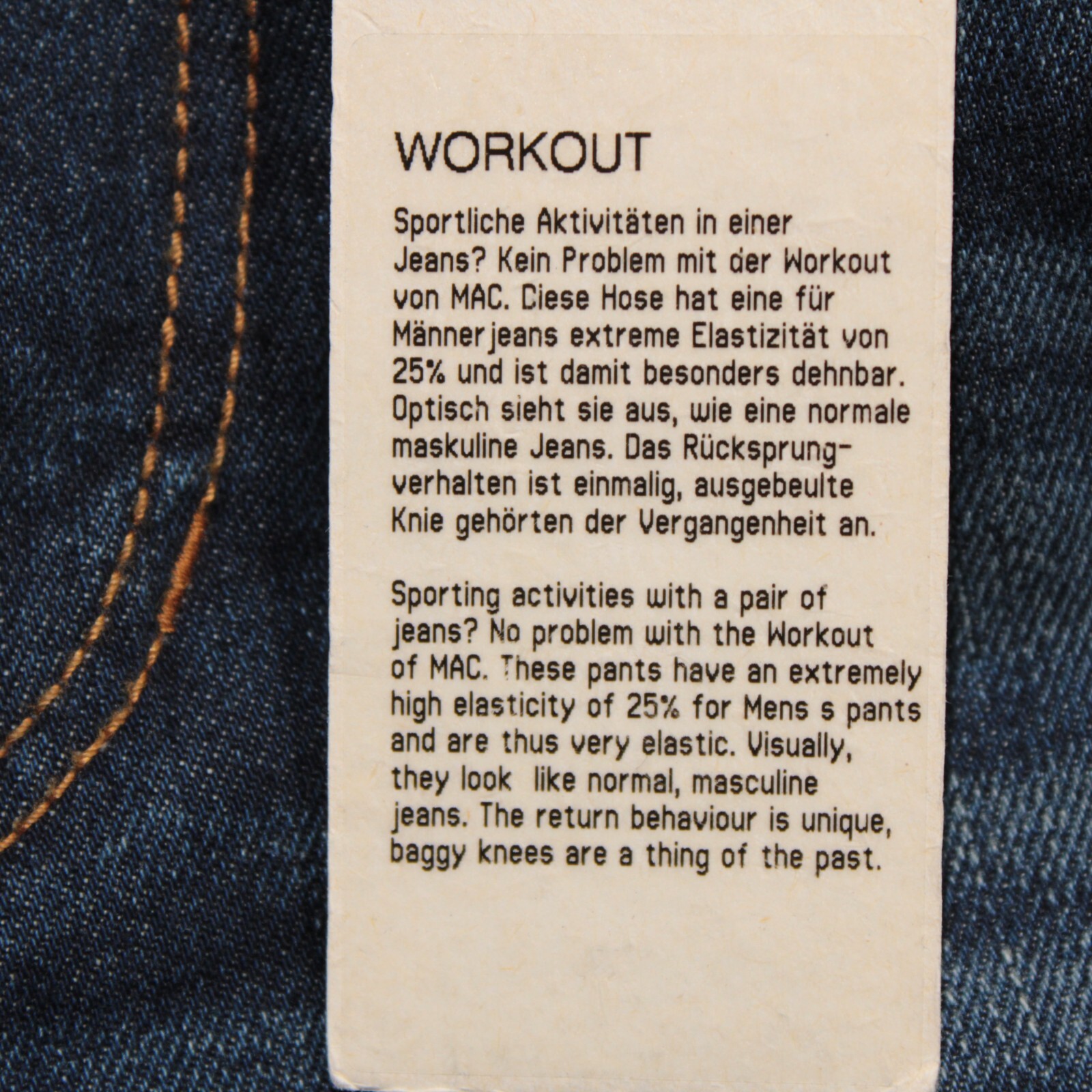 Mac Jeans NWT Workout Denim Jeans Size 36 US Sven in Blue Cotton Blend