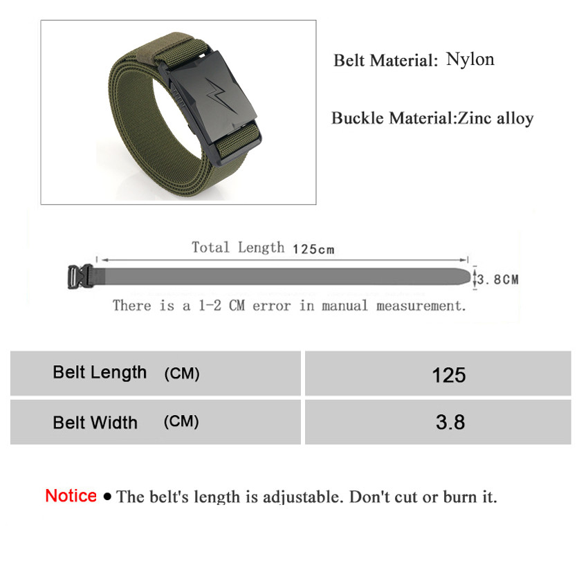 Light Designer Belts for Men Quick Release Magnetic Buckle Tactical Belt Elastic