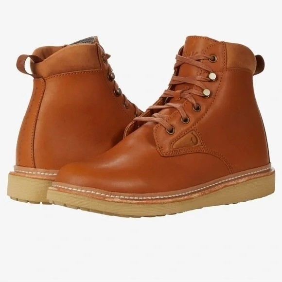 Olukai Kilakila Men 12 Waterproof Leather Boots Caramel Coconut Husk Brown 10332