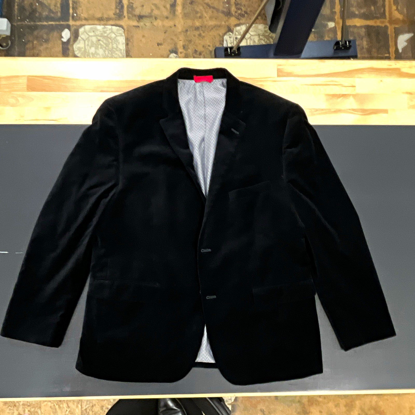 Alfani Men’s Black Velvet Blazer Slim Fit 44R Single-Breasted 2-Button