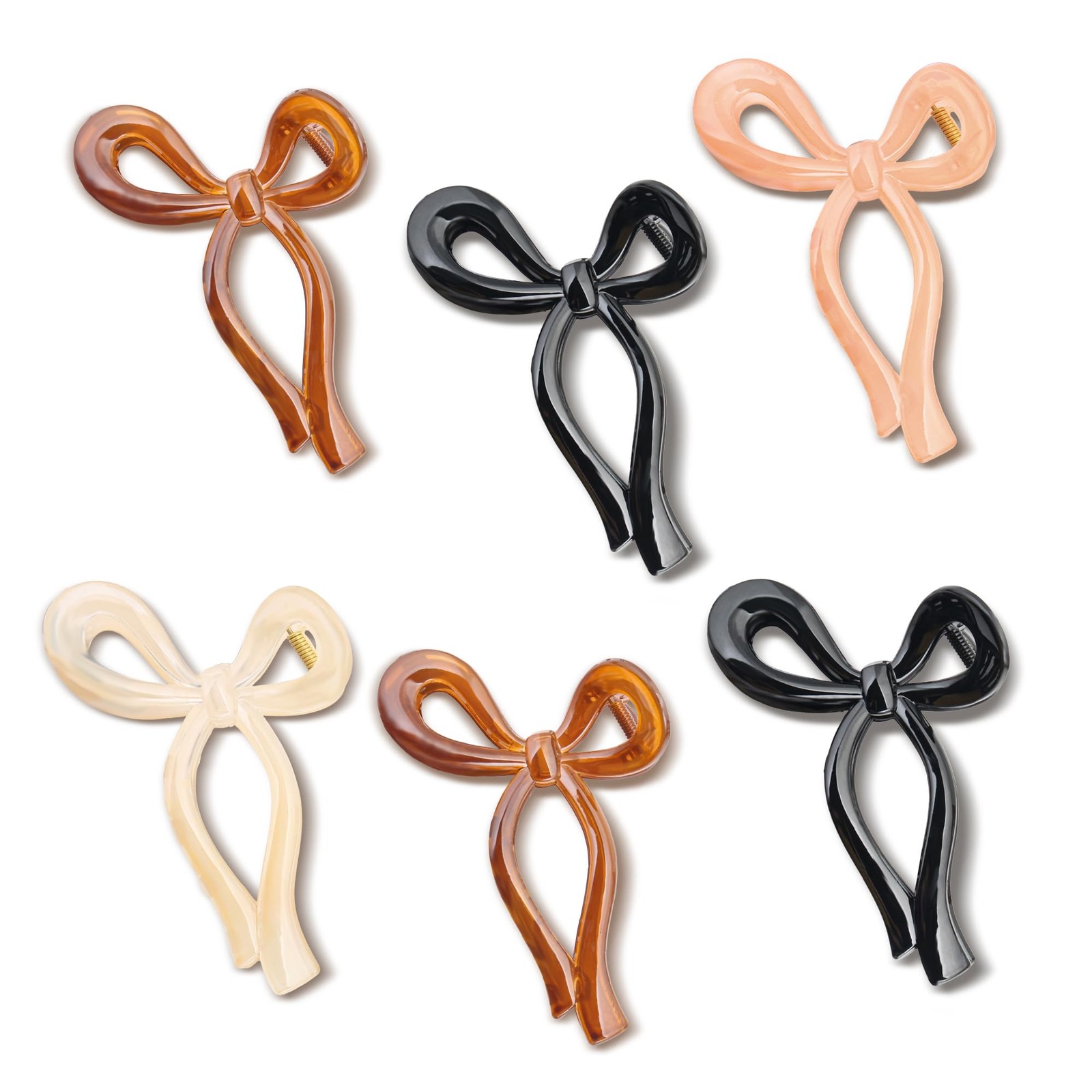 6 Pcs Elegant Bow & 1 Count (Pack of 6), black, champagne, orange, brown
