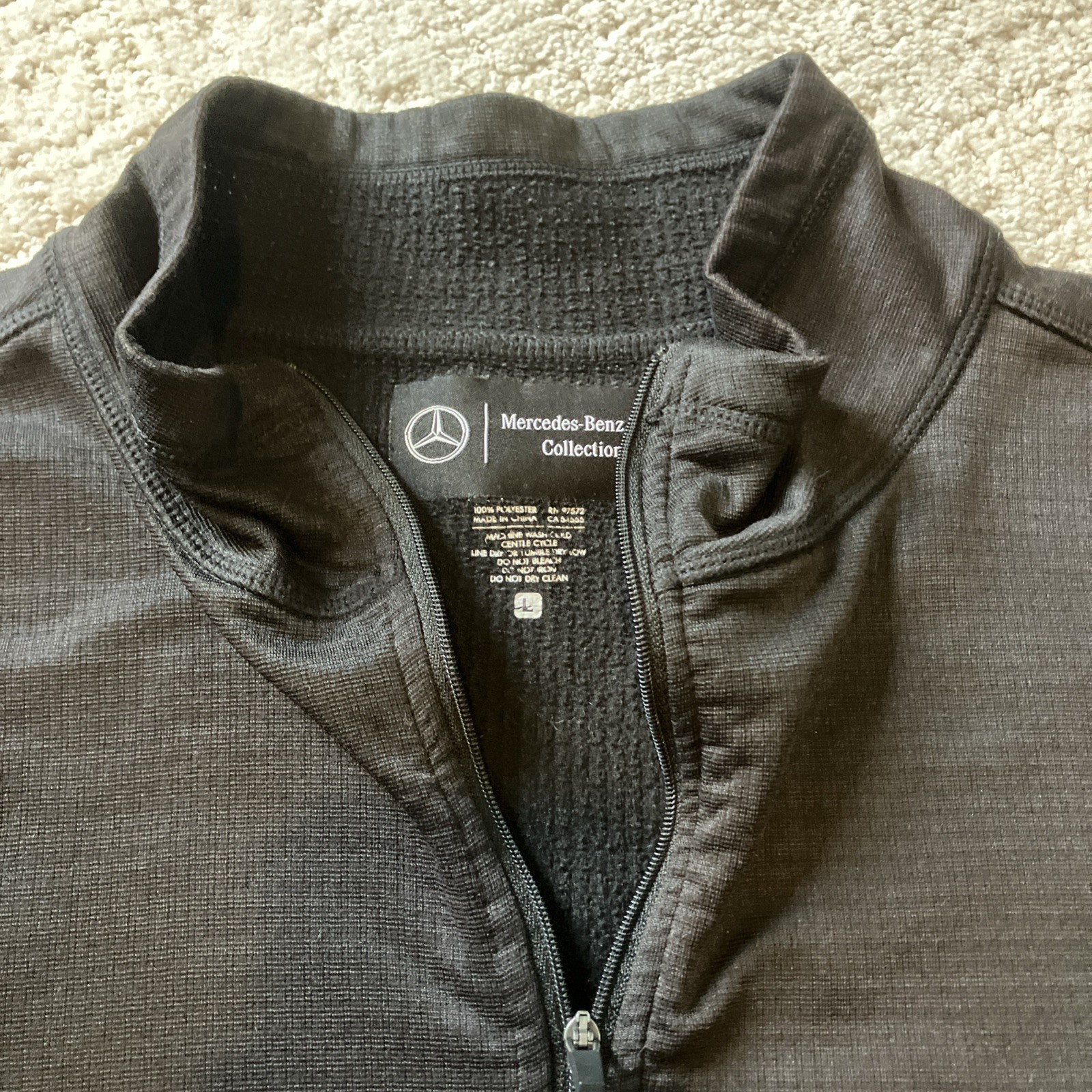 Mercedes Benz Mens Long Sleeve Quarter Zip Athletic Performance Pullover Black L