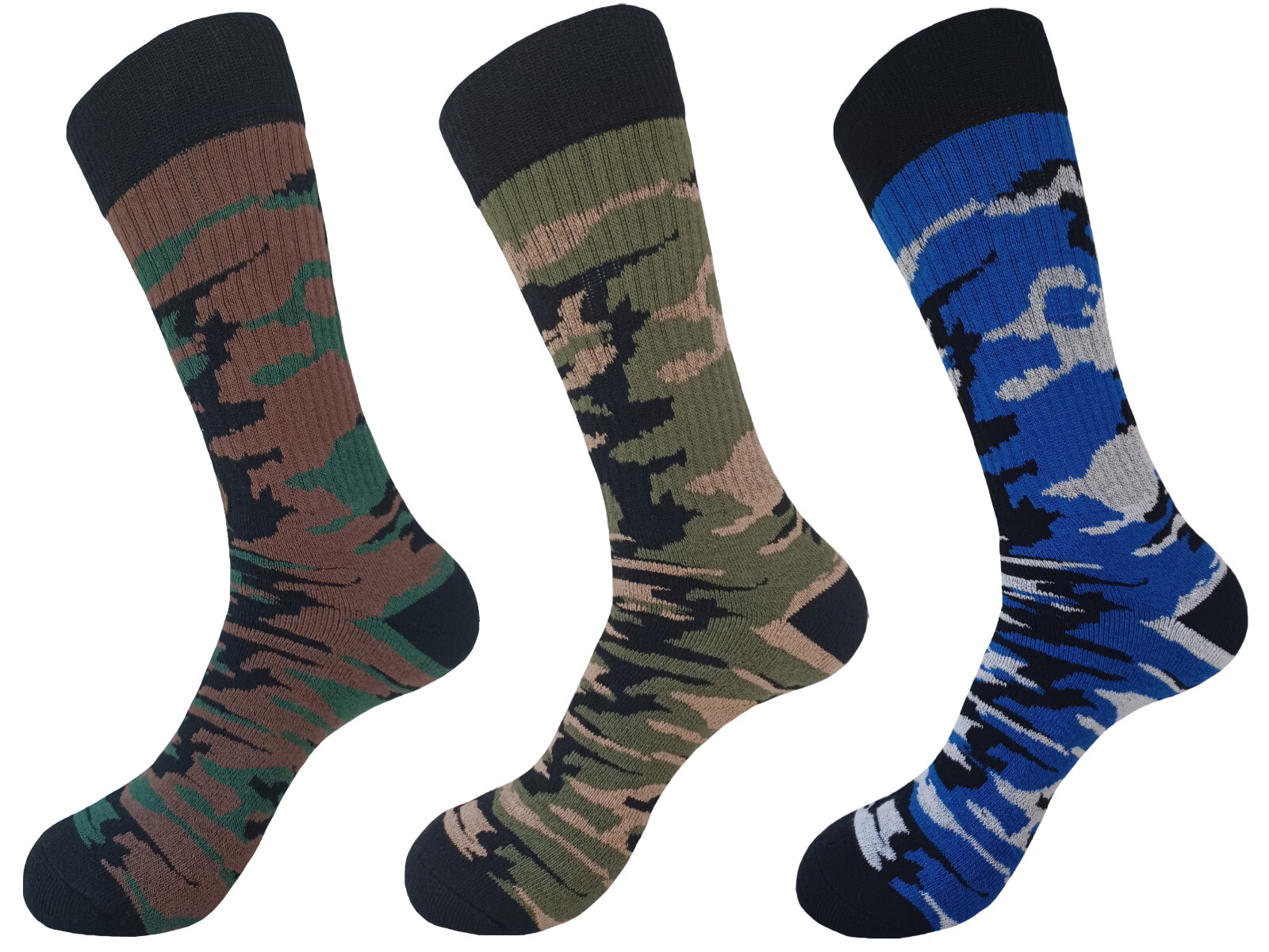 3PK COTTON CAMOUFLAGE CREW ARMY SOCKS SIZE 10-13 TRUE TO SIZE HIKING SOCKS