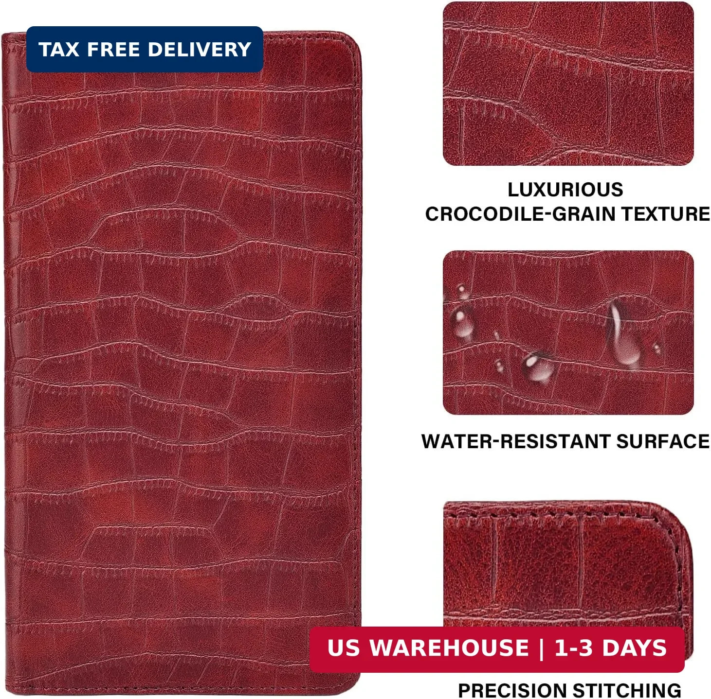 Registration and Insurance Card Holder, Red Vehicle Glove Box Car Organizer with