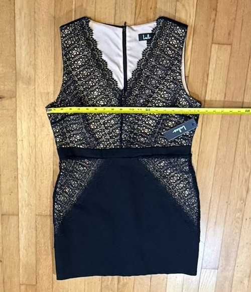 Lulus Black Lace V-Neck Sleeveless Lined Bodycon Short Dress Women’s XL