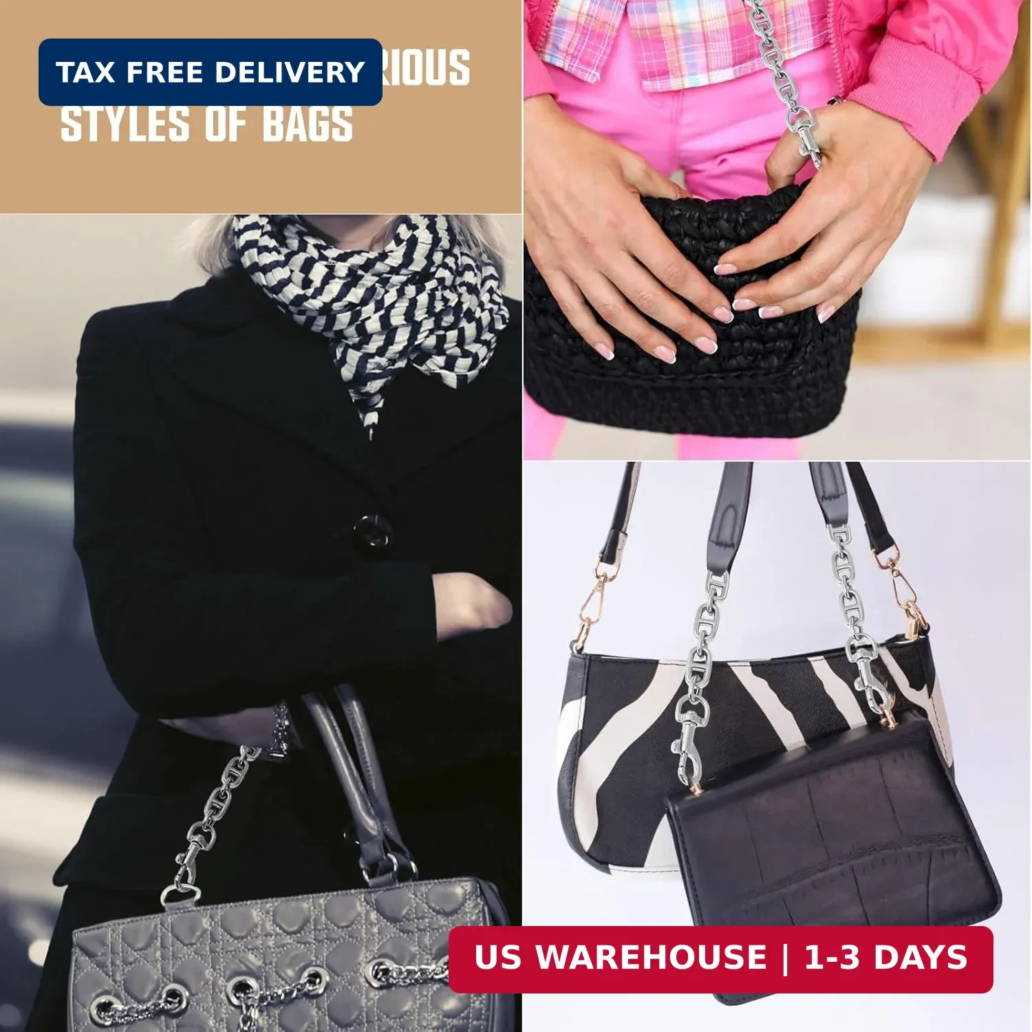 2 Pcs Silver Bag Extender Purse Strap Extender 4.7 Inch Strap Extender for Cross