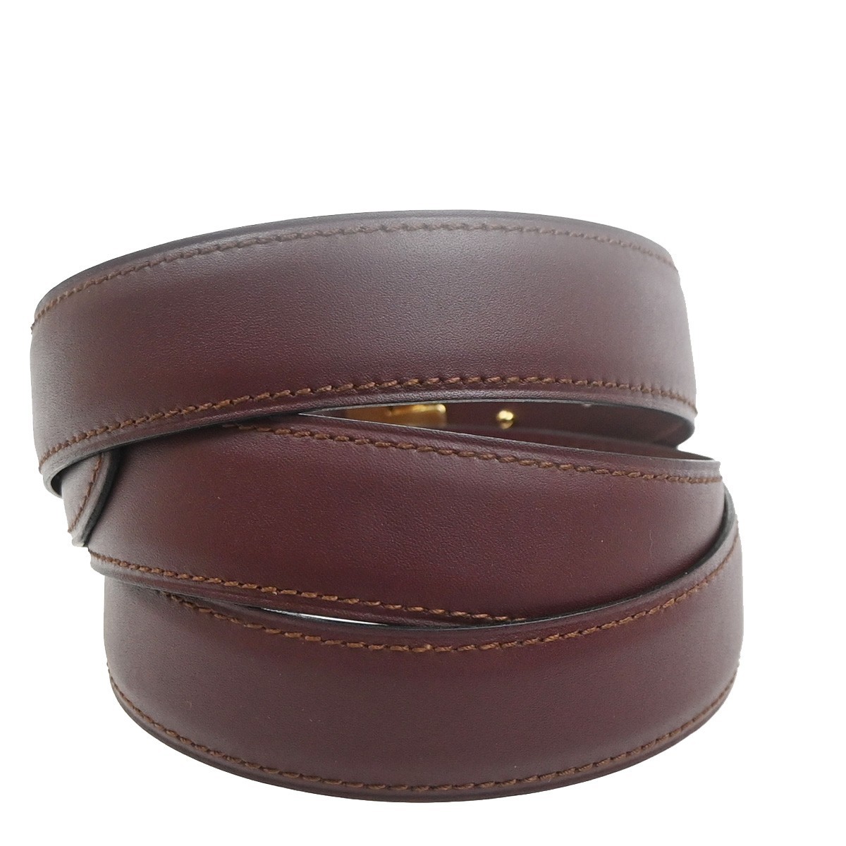 Cartier C Logo Belt 110/43 Leather Red Gold Vintage 05RL880
