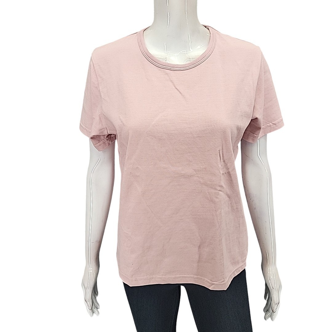 Womens Top Medium Petite Size Pink Everyday Casual Short Sleeves Tee Shirt