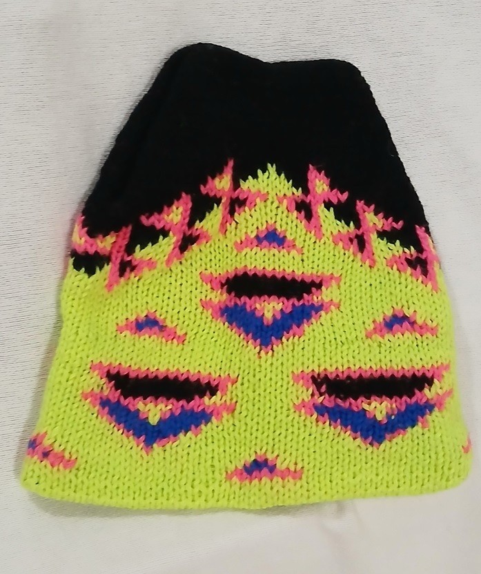 Multicolor Neon Knit VTG 90s Slouch Cap Hat Winter Beanie Toque Mens Unsized
