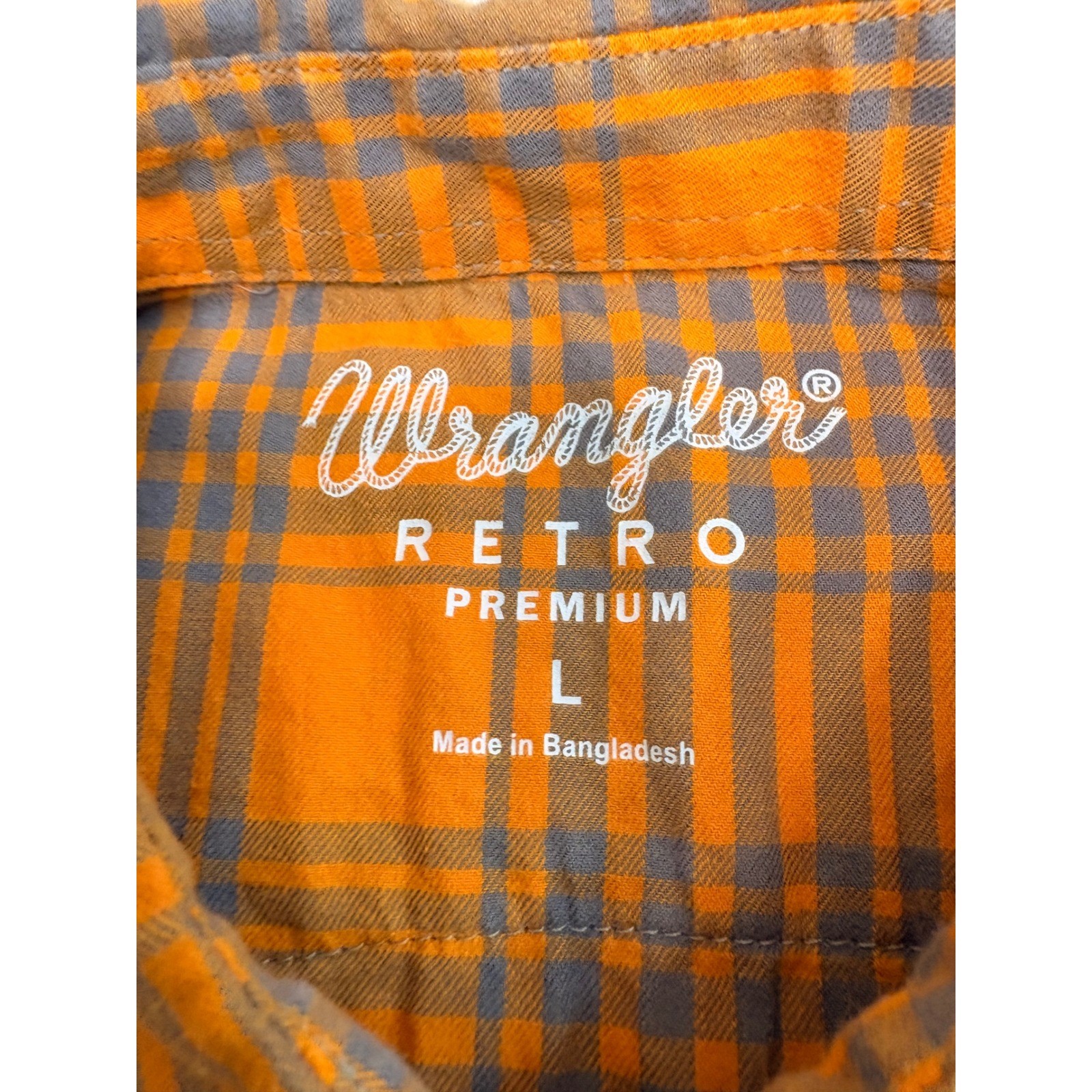 Wrangler Retro Premium Mens Large Tennessee Volunteers Plaid Western Snap Shirt