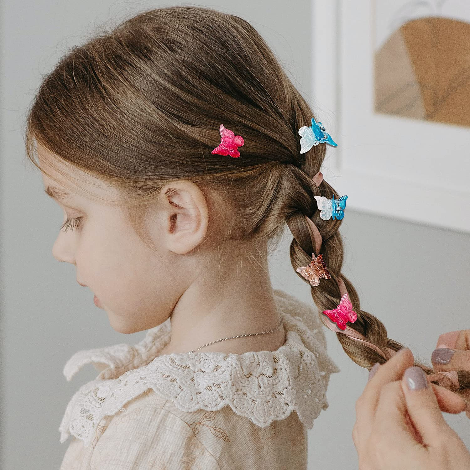50 Packs Assorted Color Butterfly Hair Clips, Beautiful Mini Butterfly Hair Clip