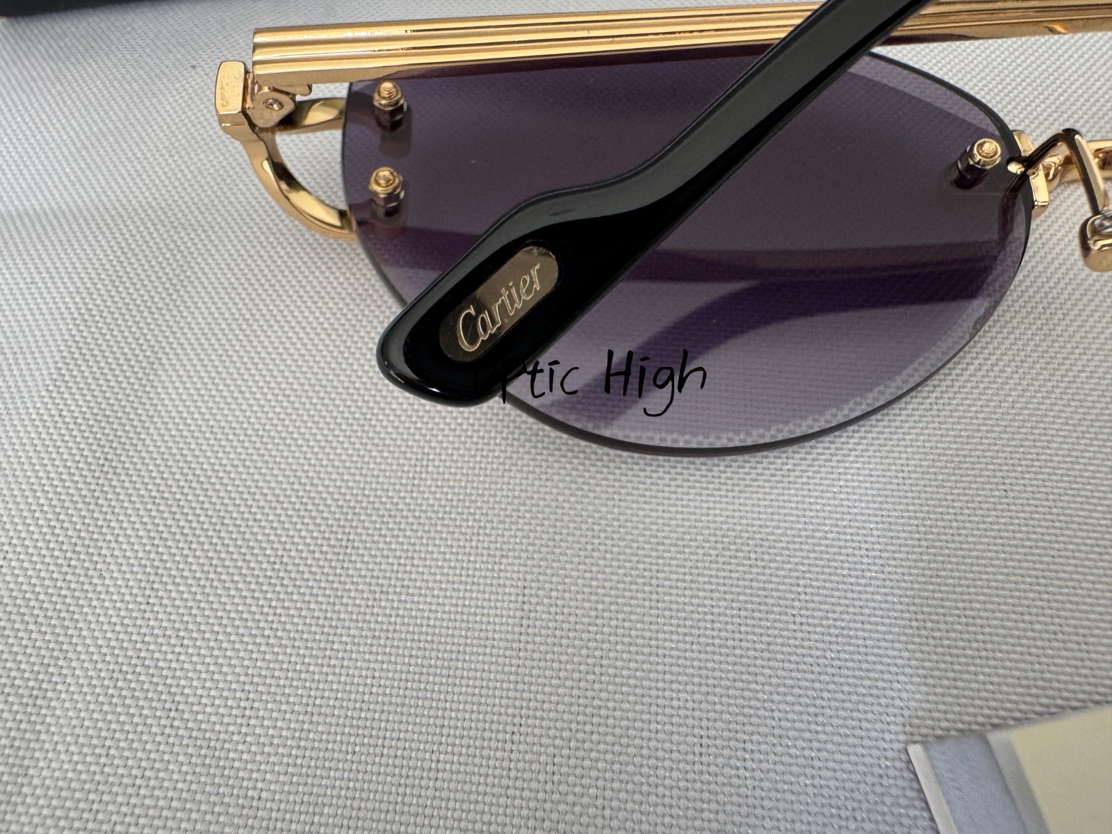 Cartier CT0487S Big C Frameless BLACK Lens Gold Frame