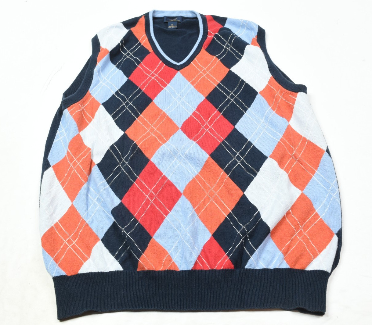 Brooks Brothers Sweater Vest Mens XL Blue Argyle V-Neck Sleeveless Pullover