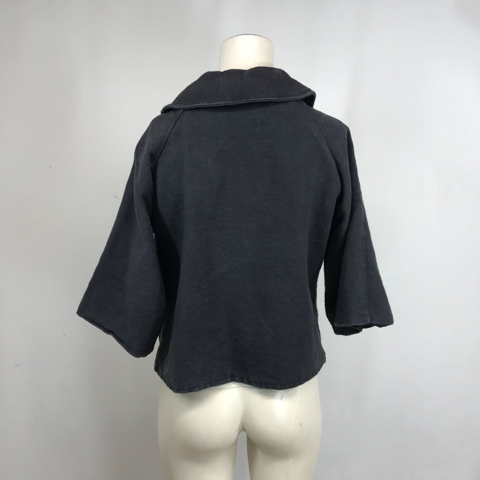 AVATAR – WOMEN’S XS/S- BLACK BUTTON STRAP COLLARED COTTON JACKET BOHO LAGENLOOK
