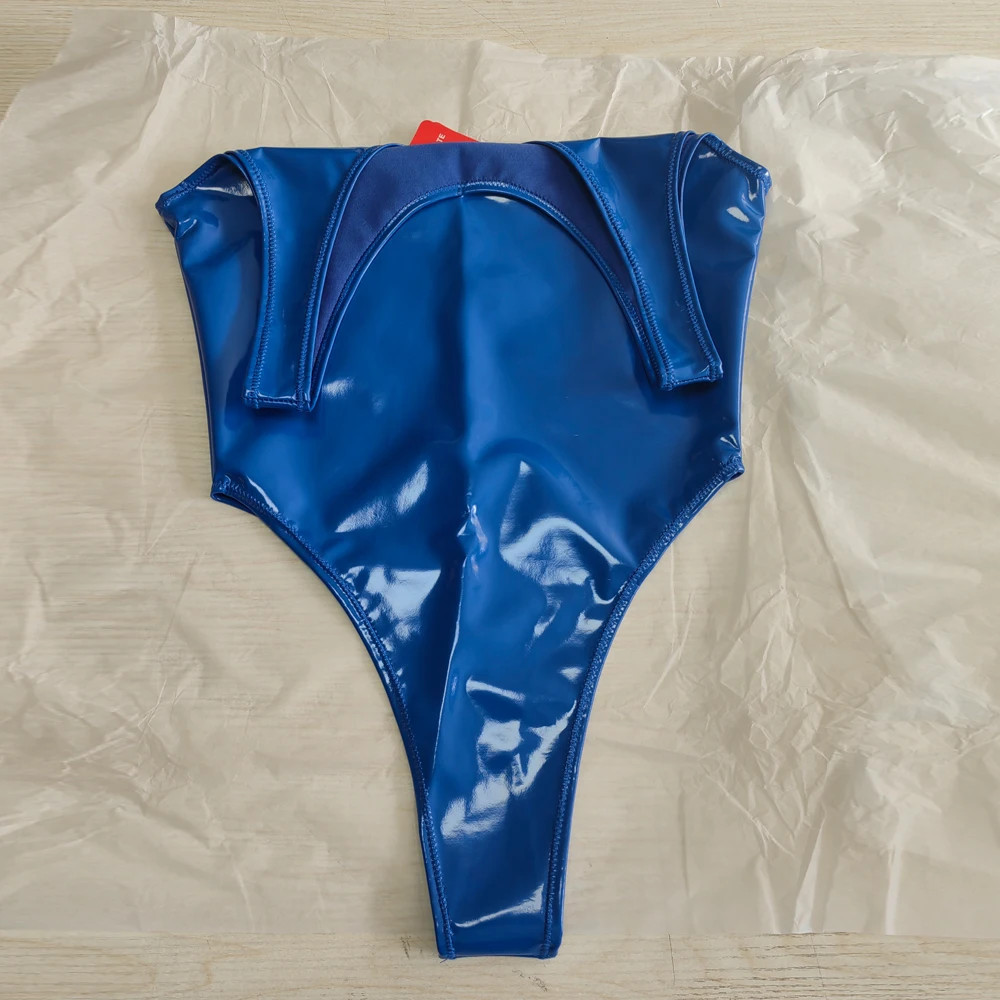 High Quality PVC Latex Shiny High Cut Bodysuit Leotard Catsuit Club Wear Plus