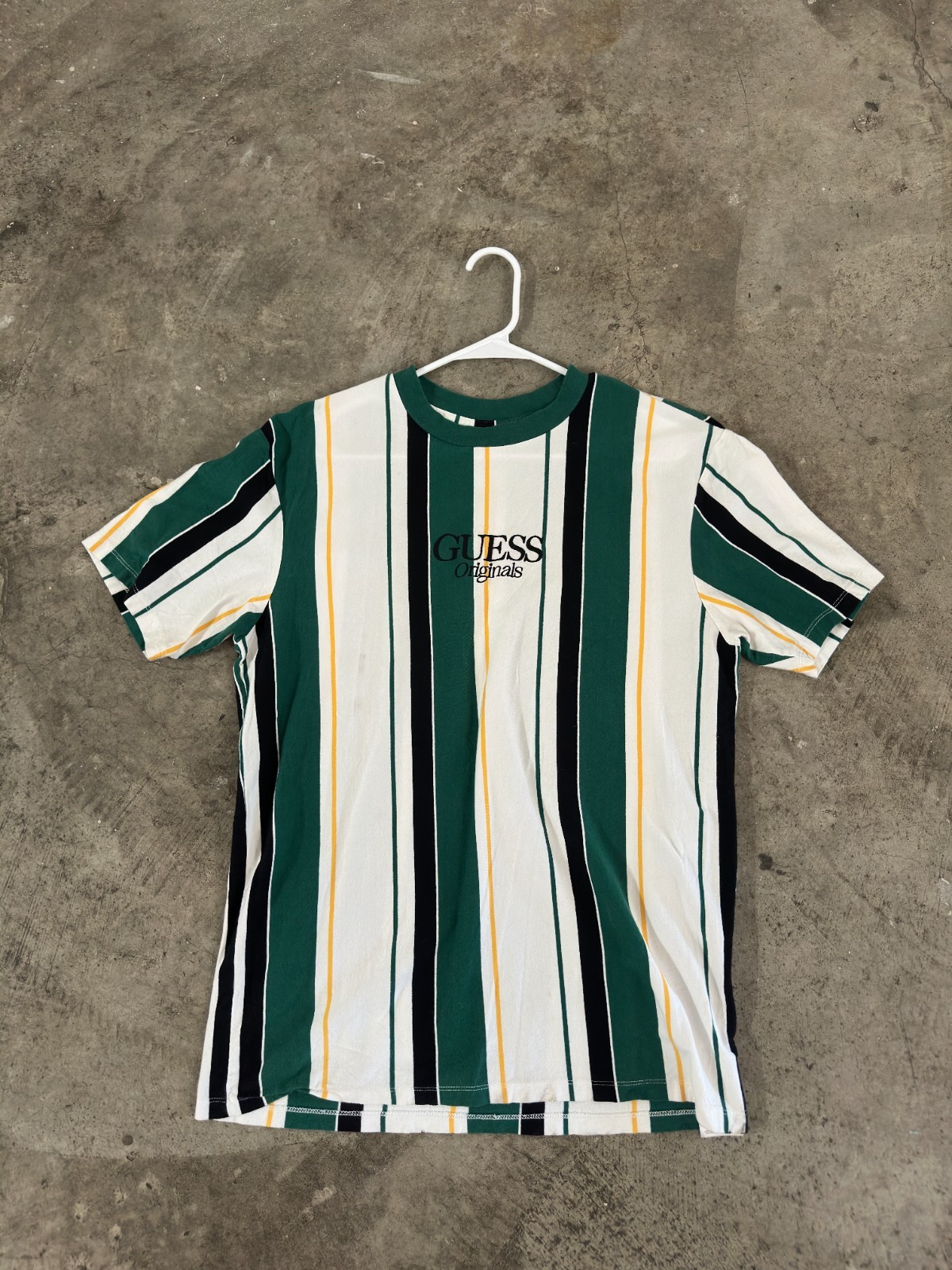 Green White Striped T Shirt Guess Brand Vintage
