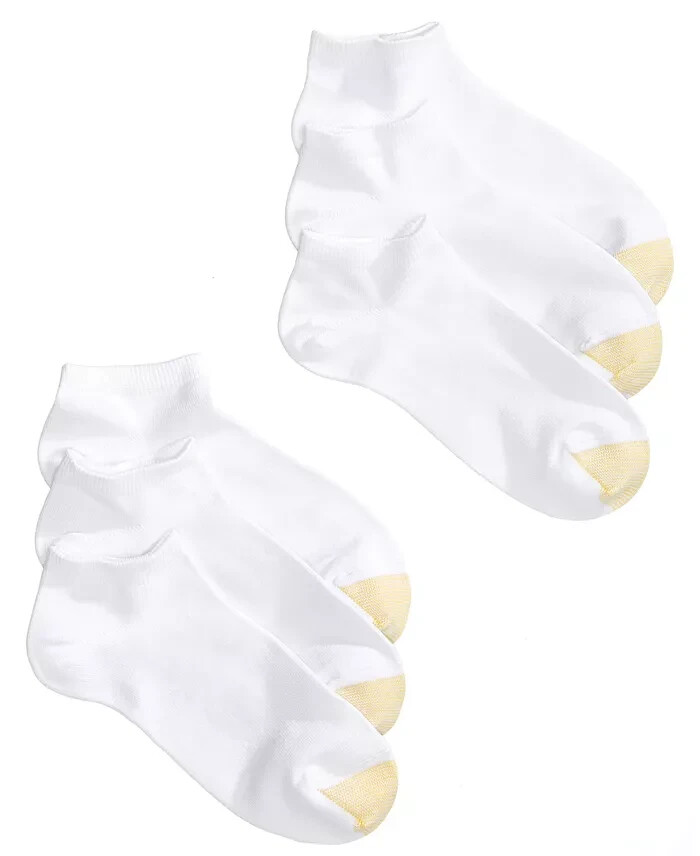 6 Pairs Gold Toe Casuals Women’s Ultra Soft No Show Liner Socks White Sizes 6-9