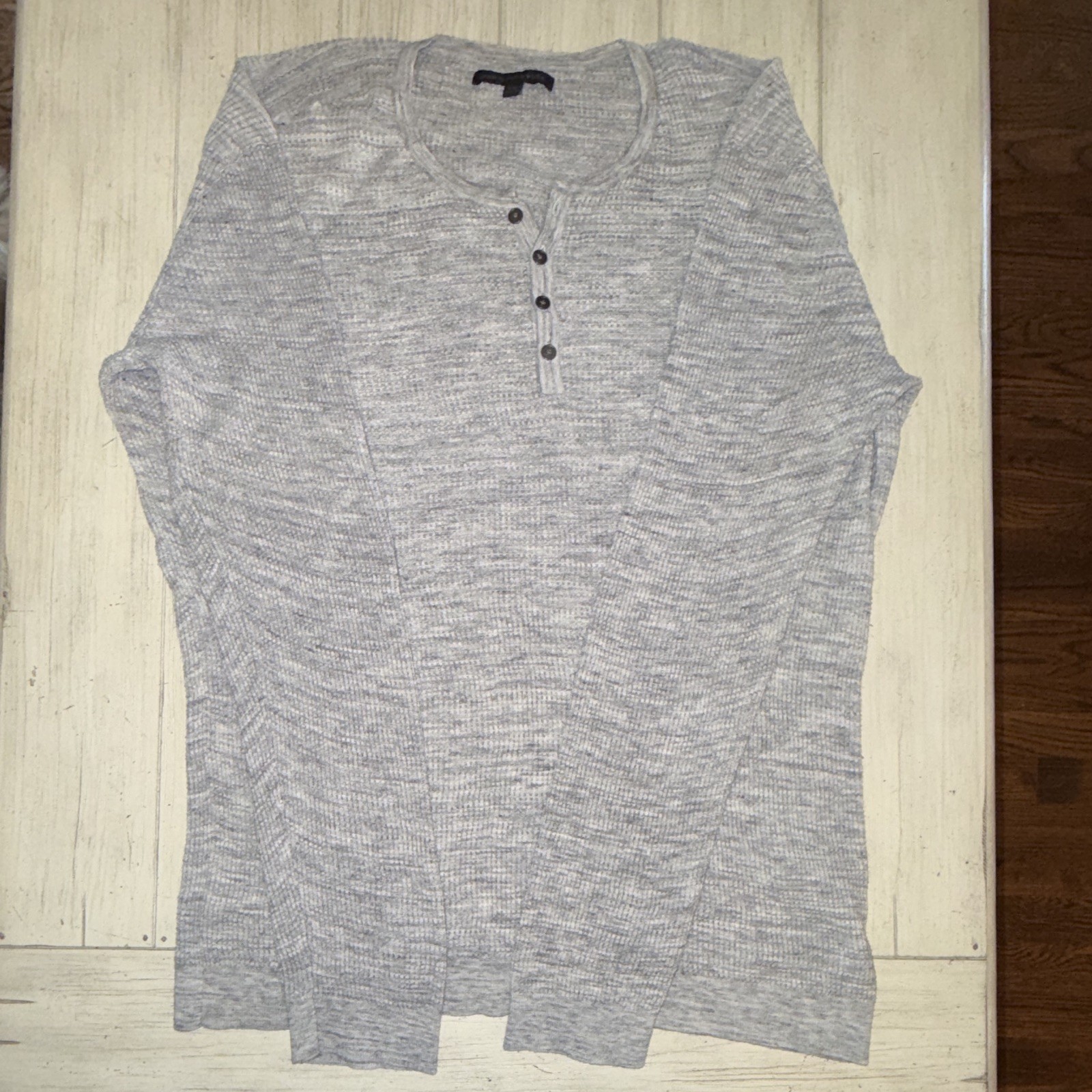 John Varvatos U.S.A. Men’s Gray Heathered Knit Henley Button Sweater 2XL