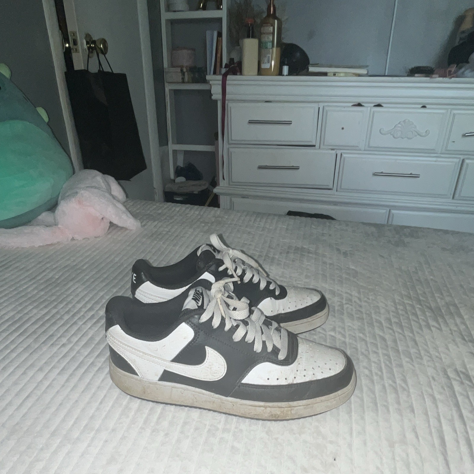 Nike Court Vision Next Nature Low-Top Lace-Up Leather Sneakers Black/White
