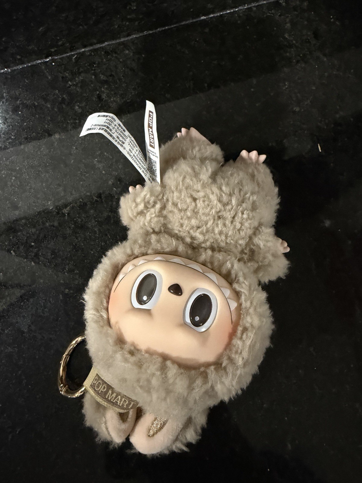 POP MART The Monsters Gray Beige Plush Character Key Chain Keyring