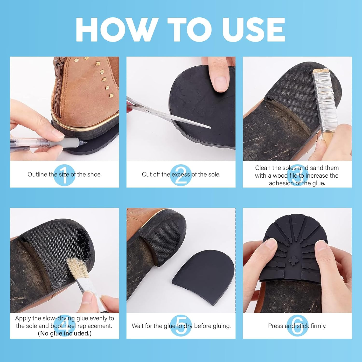 a Pair Boot Heel Replacement Pads, Non-Slip Shoe Sole Protector, R