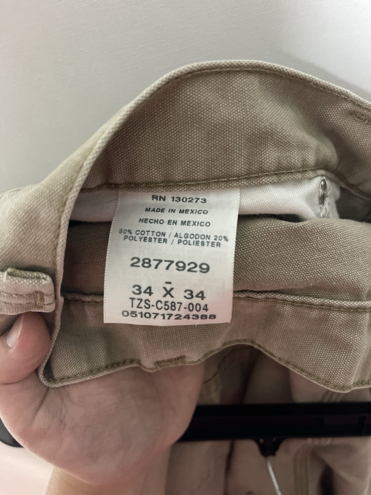 Lee Carpenter Workwear Loose Fit Pants Men’s Size 34×34 Beige Khaki