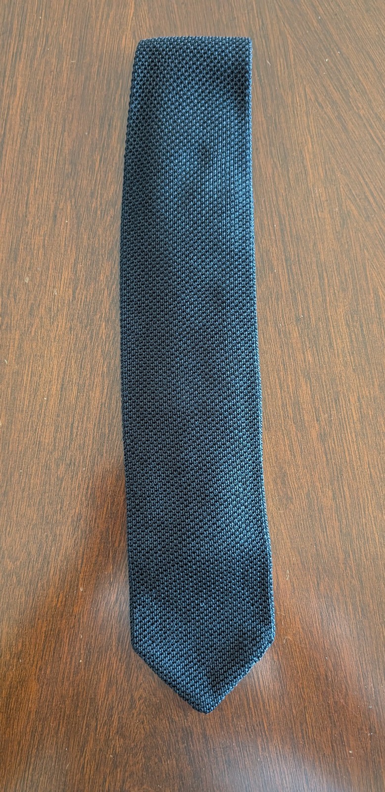 LNWOT Mitchells of Westport Plain Black Grenadine Silk Tie 3.25″ Made in Italy