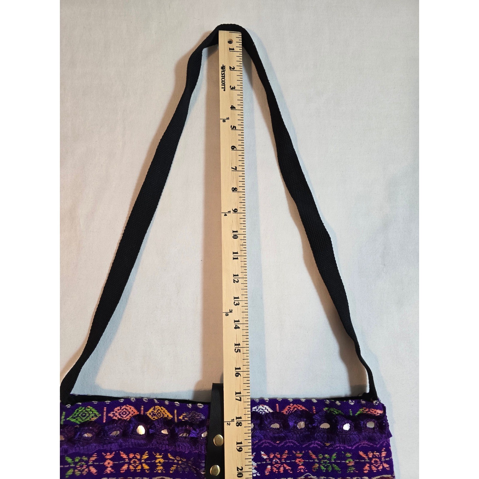 Raj LA Vegan Leather Purple Embroidered Boho Shoulder Bag New