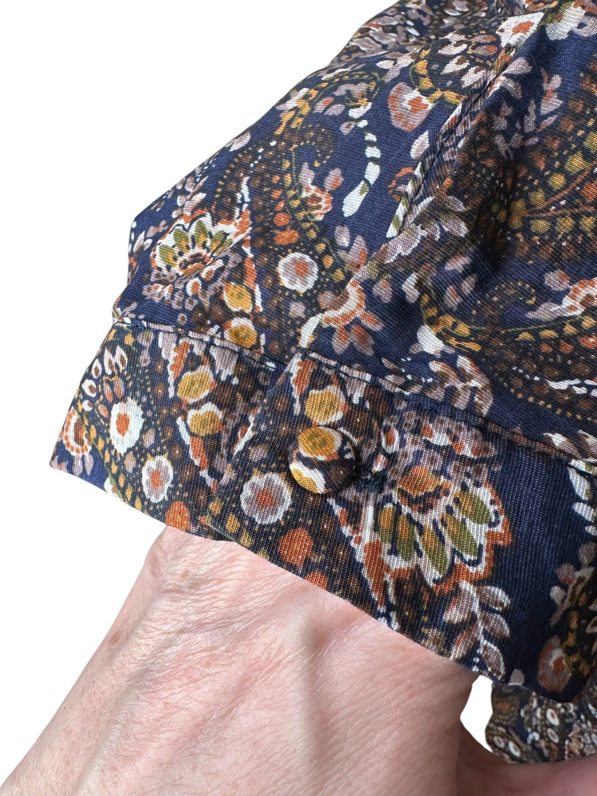 Natural Life Heidi Babydoll Dress Navy Paisley Size XL Tiered Cottagecore New