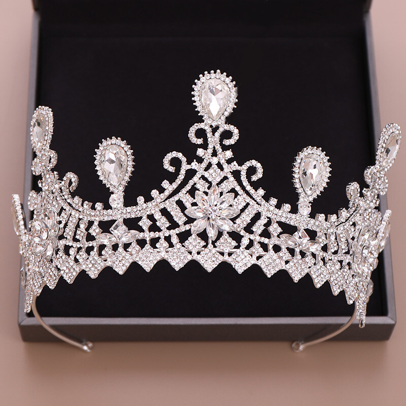 2 Colours 9cm Tall Leaf Crystal Tiara Crown Wedding Bridal Queen Princess Prom