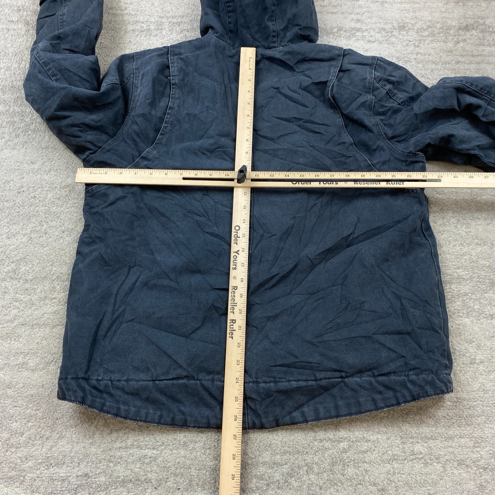 VTG Wrangler Canvas Lined Hoodie Jacket Medium Blue Quilted Full Zip Y2K Alt Men