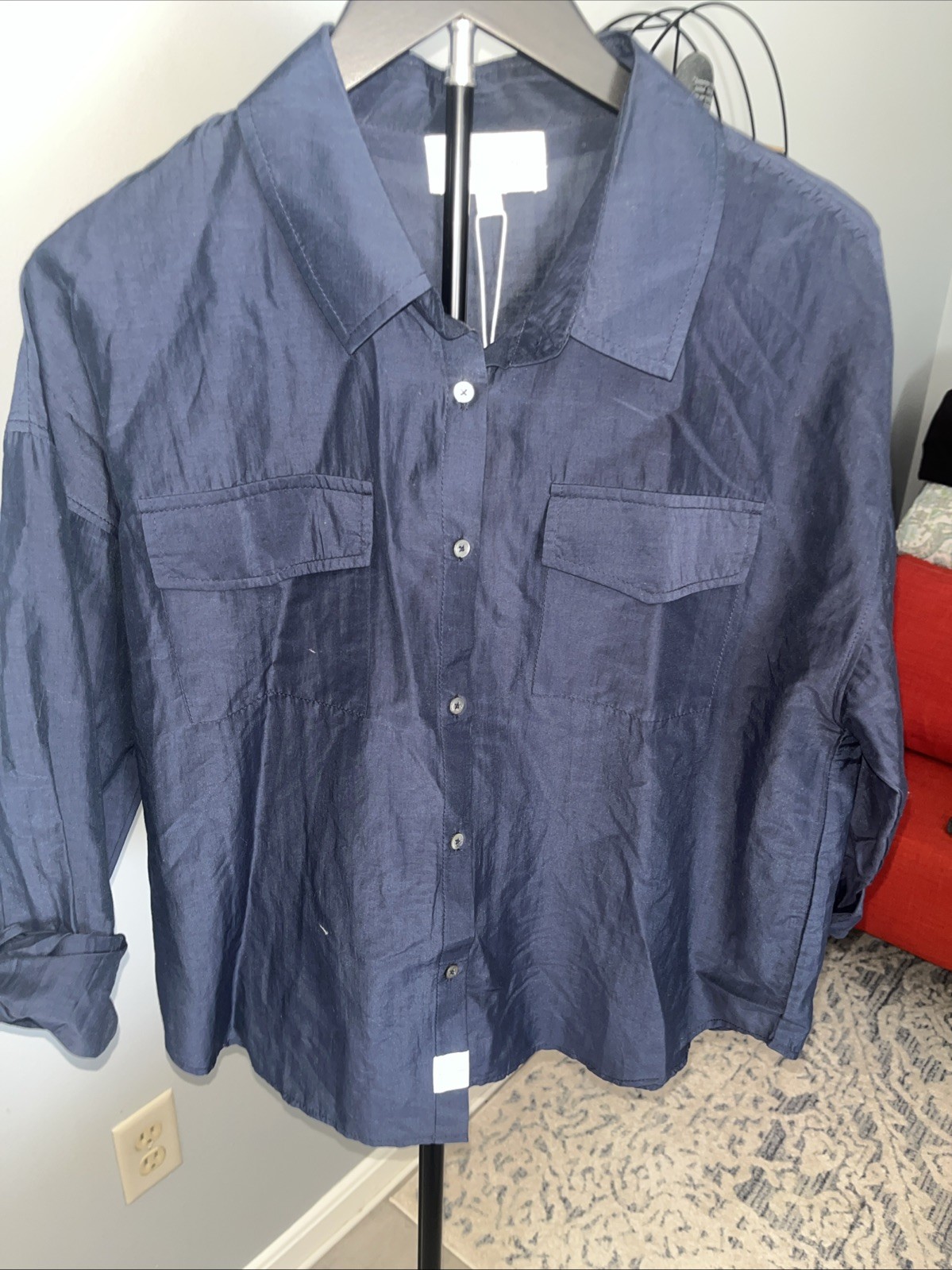 Dear John Denim Button-Up Collared Long Sleeve Blue Blouse Women’s S