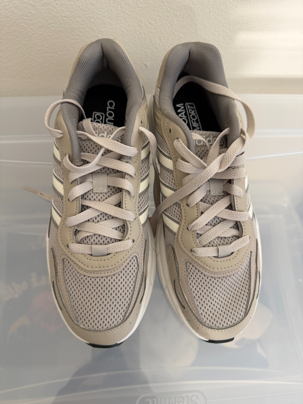 NEW Adidas Beige Grey Athletic Running Sneakers Shoes Men US 7.5 EU 40 2/3