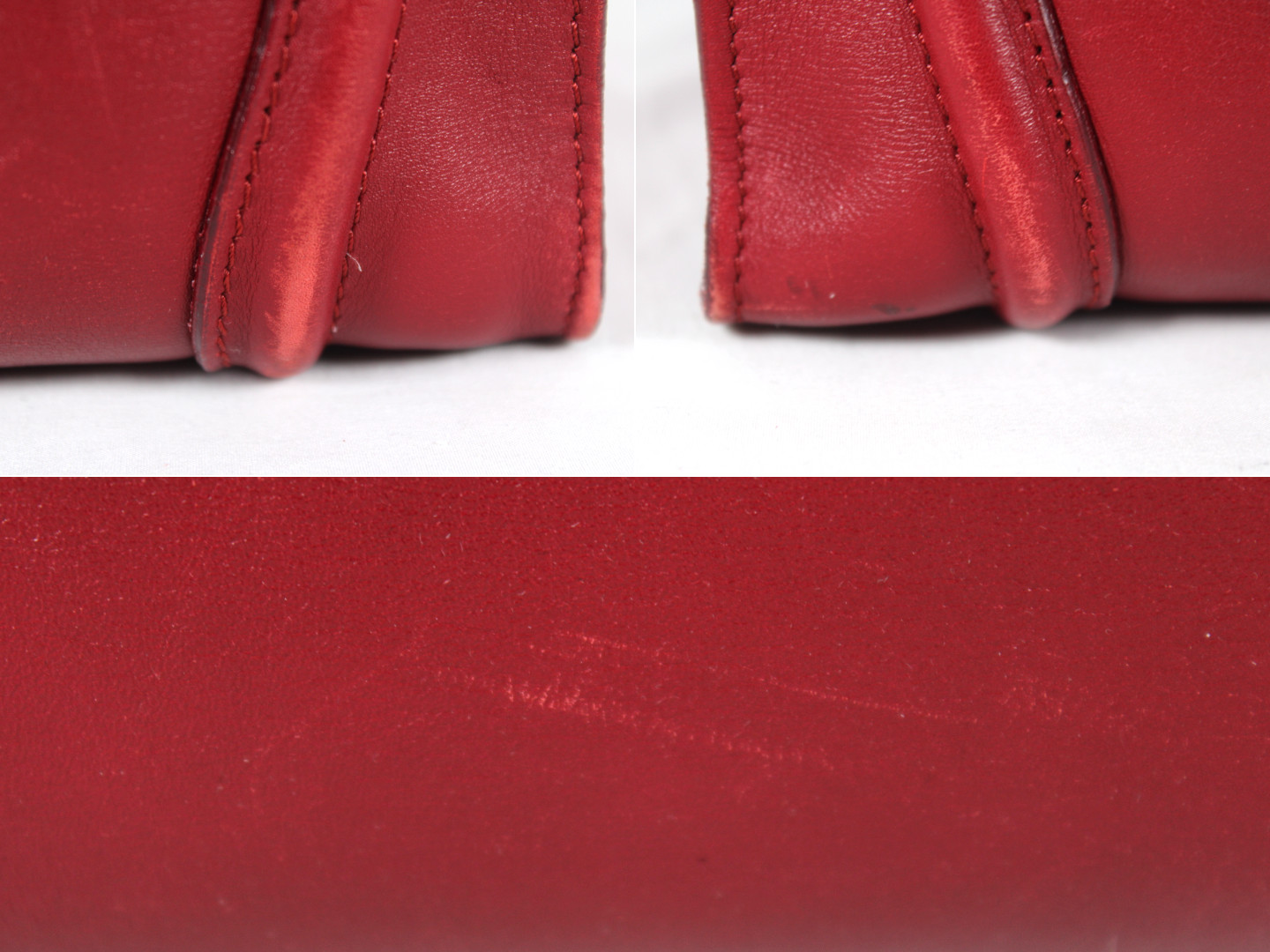 CELINE Carmine Red Leather Zip-Top MINI LUGGAGE Large Tote Bag