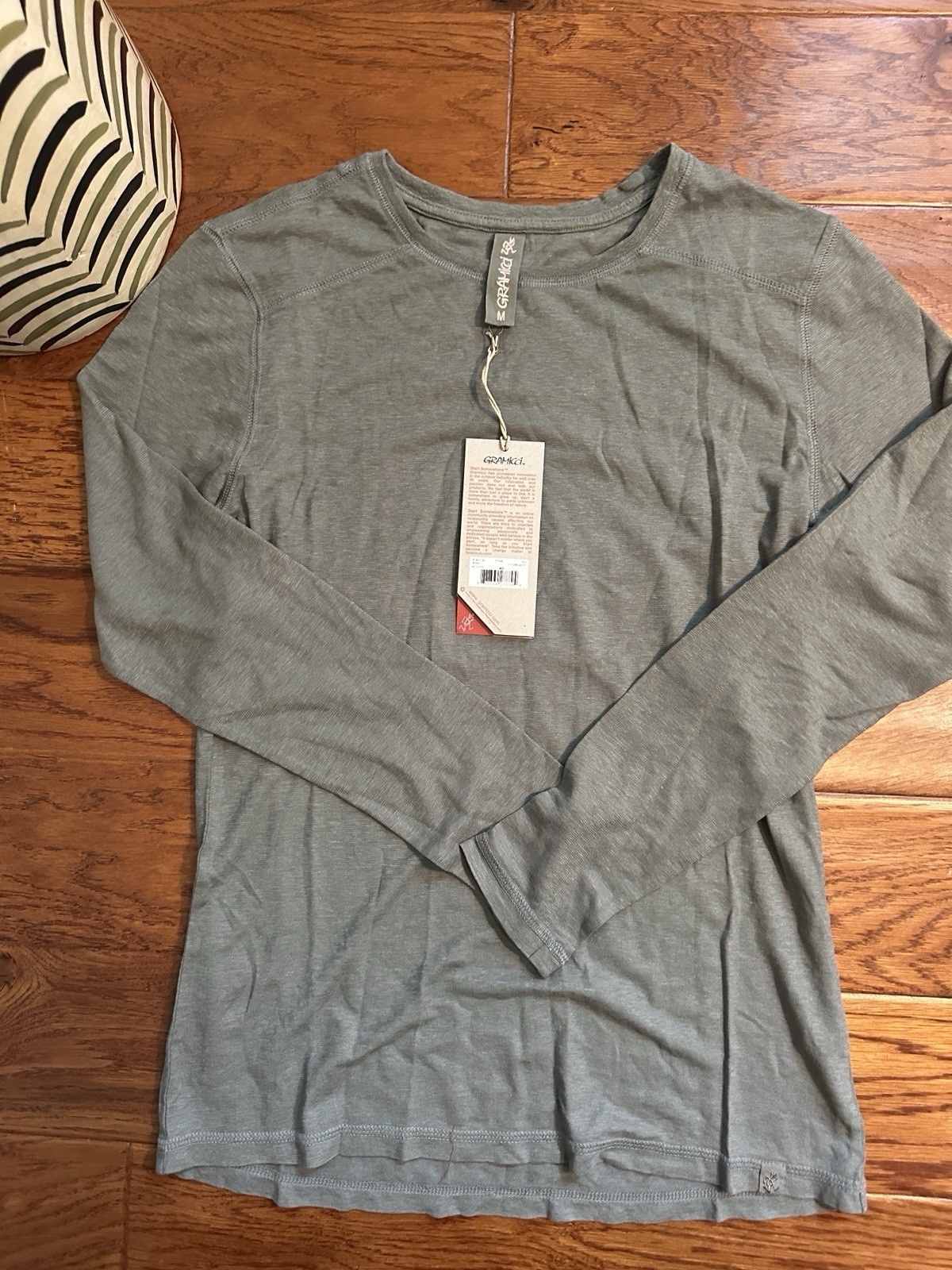 NWT Gramicci Jenni Hemp Organic Cotton Long Sleeve Shirt Thyme Green Medium