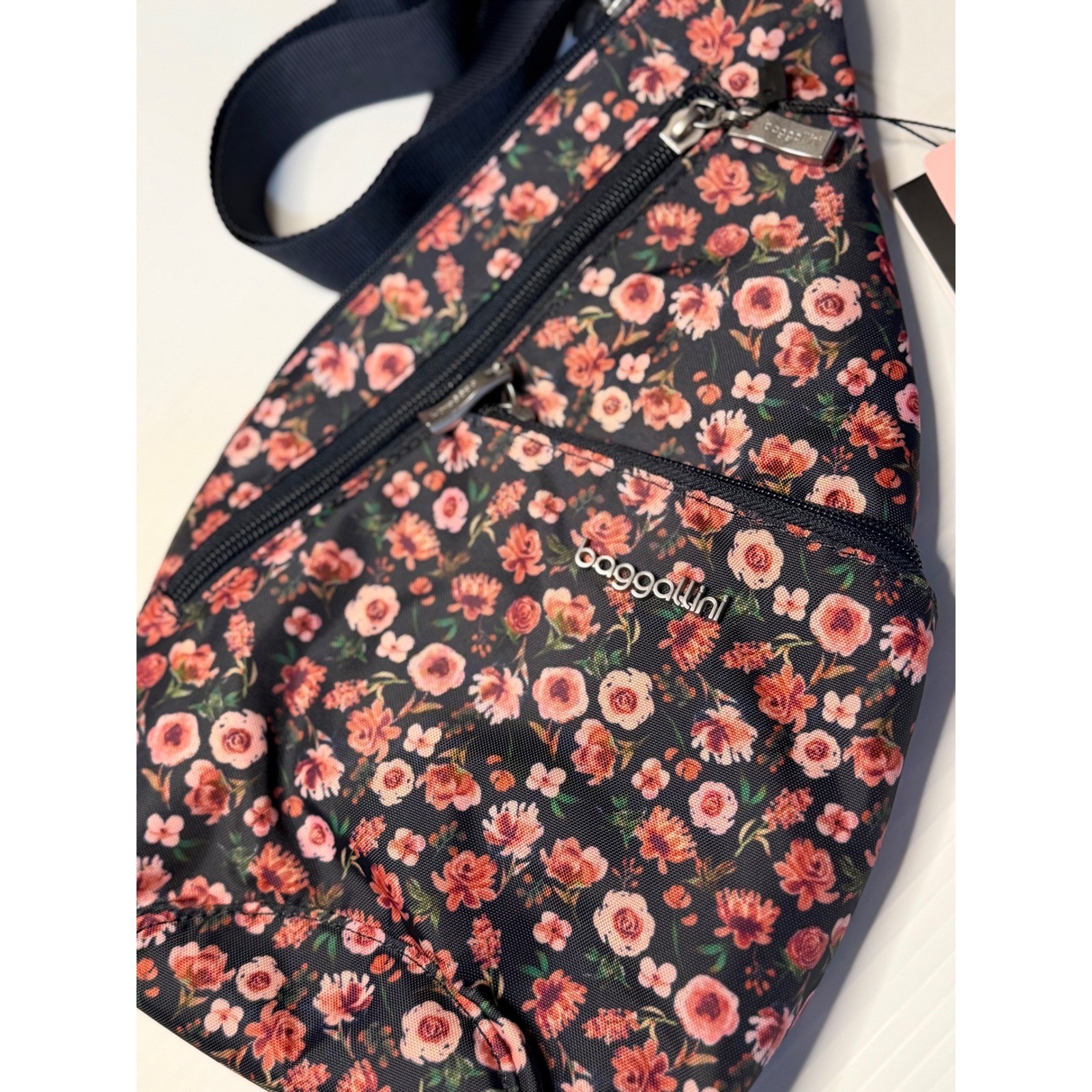 Baggallini Mini Sling Bag Autumn Peony Floral Crossbody Travel Backpack Comfort