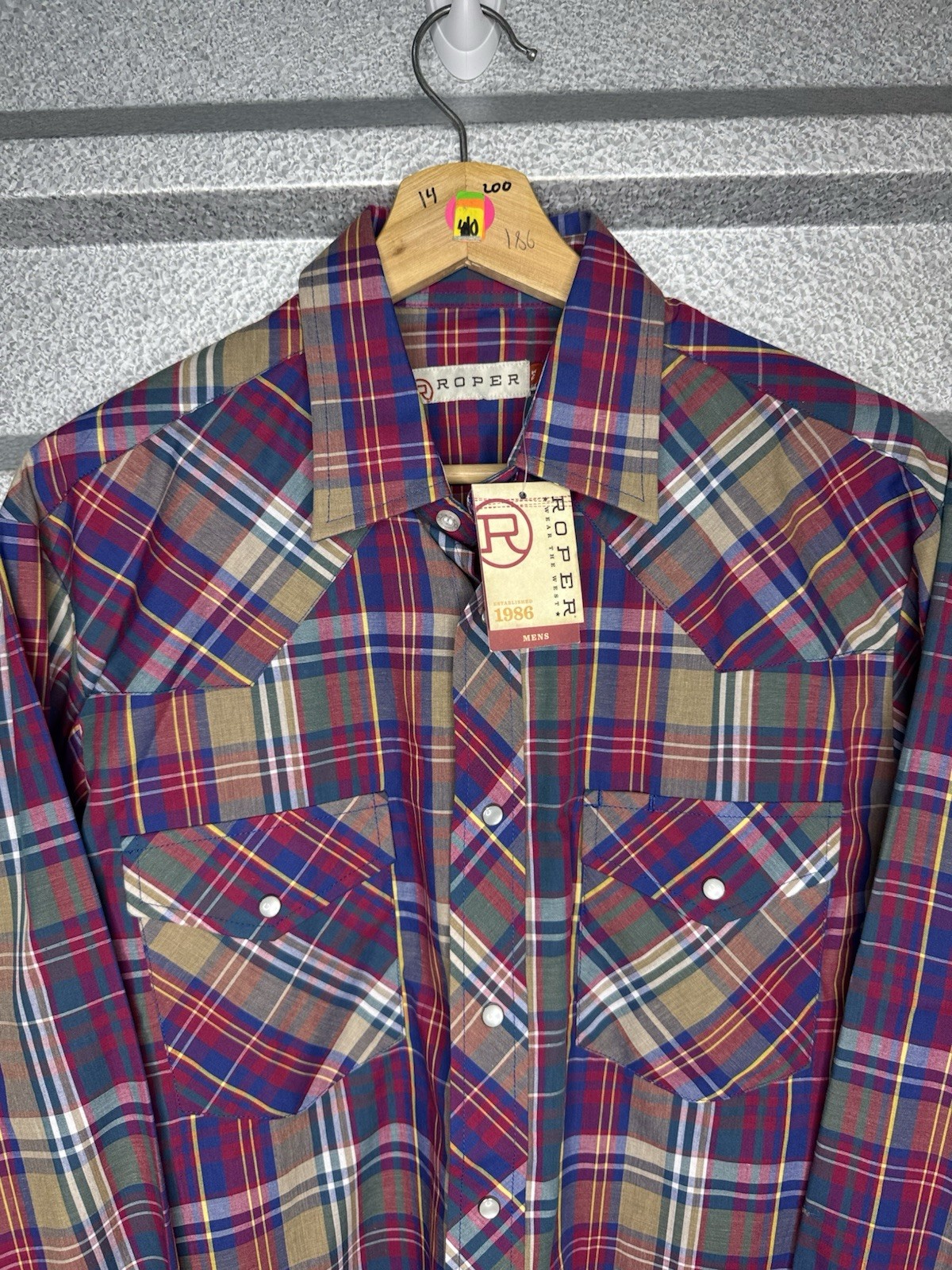 Roper Western Pearl Snap Button Up Shirt NWT Medium Men’s