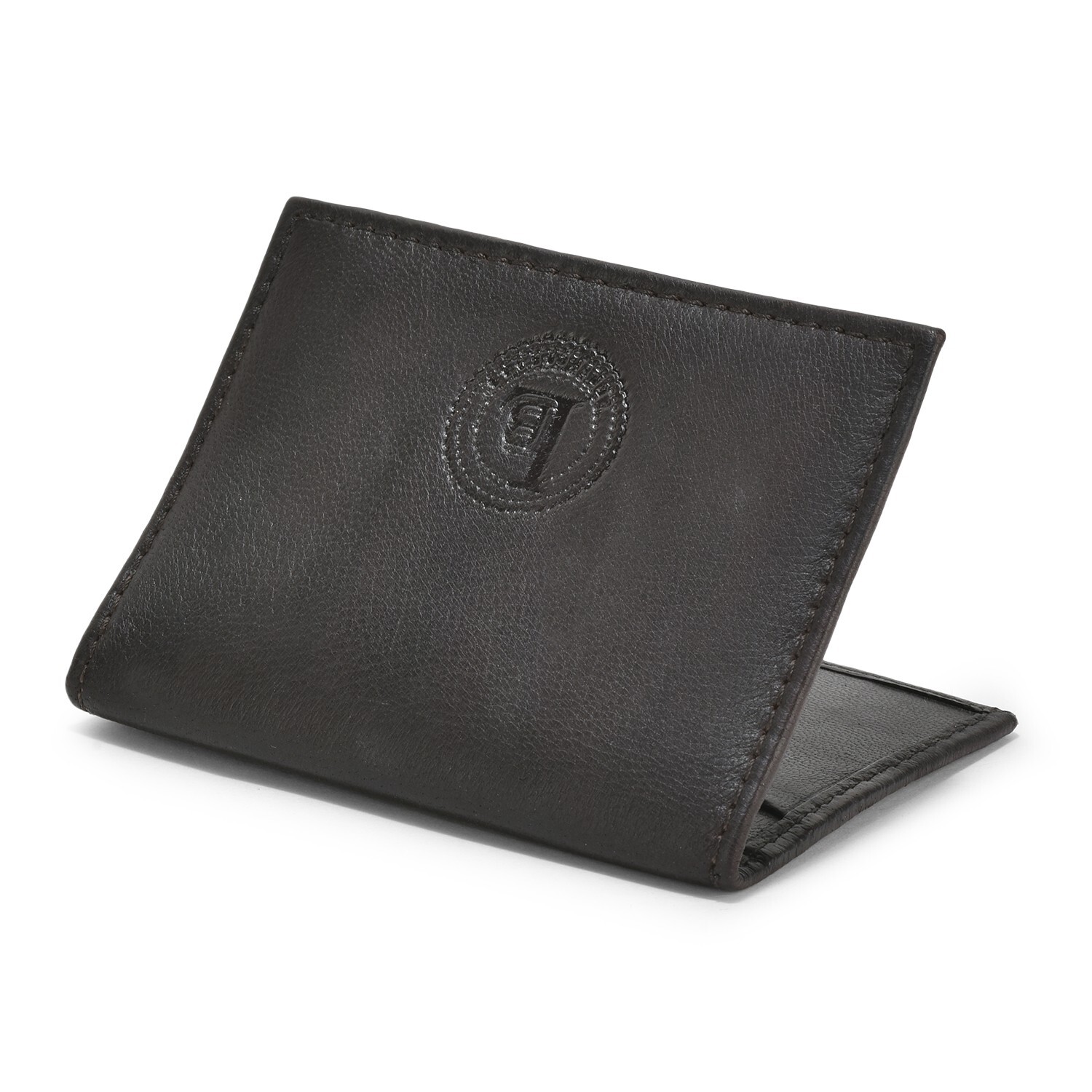 Leatherboss Mens Leather Wallet SIMPLE Bifold w/ID Window NEW