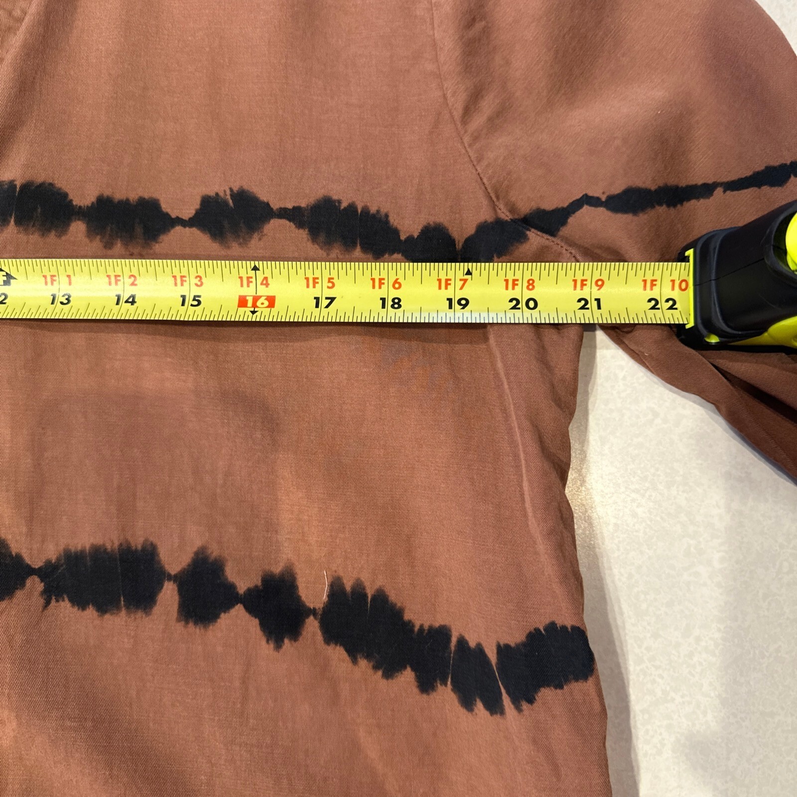 Cloth & Stone Boho Edie Brown Tencel Button Down Black Tie-Dye frayed hem XL