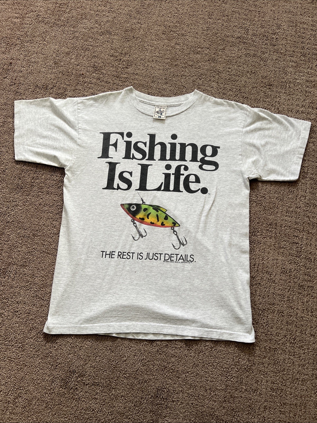 Vintage 90s Fishing Is Life Outdoors Hunting Fish Southern Men’s Shirt White L