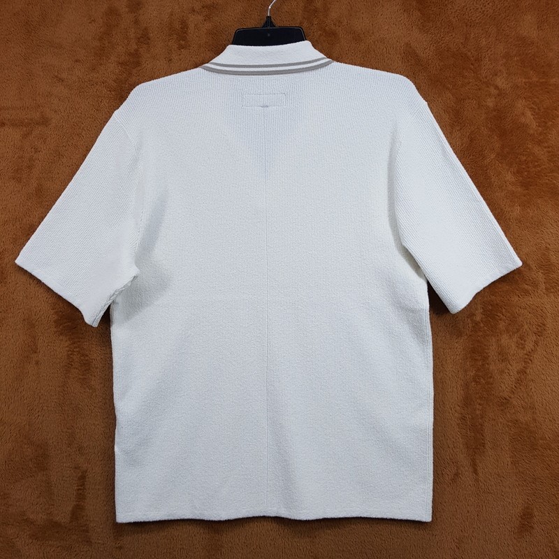 RAG & BONE Polo Shirt Mens Medium Off White V-Neck Johnny Zuma Toweling $228