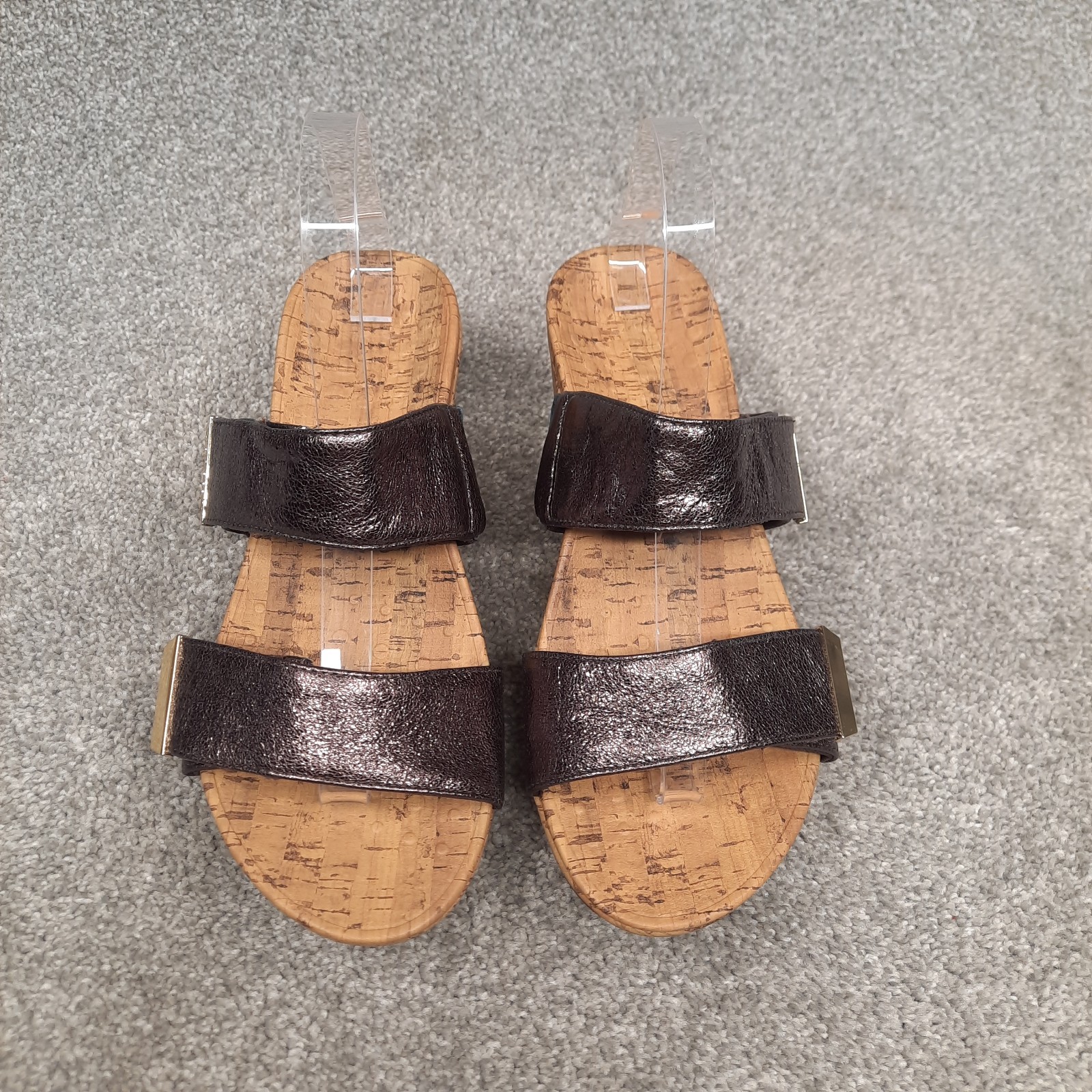 Vionic Pepper Sandals Women Size 9 Wide Brown Wedge Metallic Platform Comfort