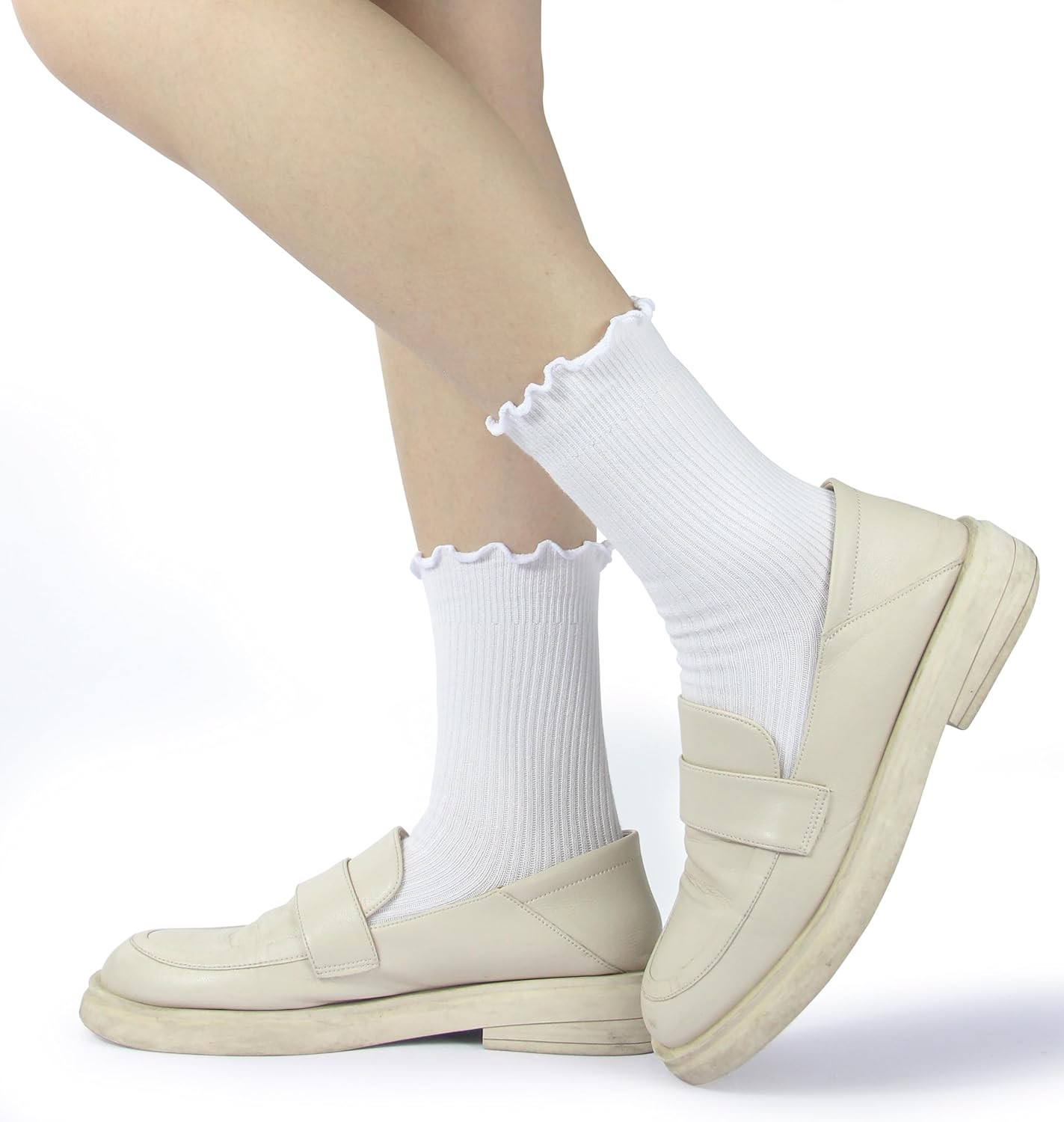 Ruffle Socks Women – Turn-Cuff Frilly Sock – Lightweight Cotton Sock – Athletic