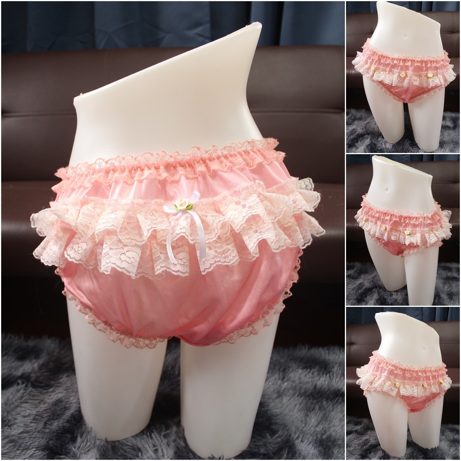#A150 3XL/ElasticW.26-48″ Vintage Style Orange Nylon Bikini Panties Knickers