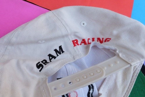 SRAM Racing Baseball Cap White Dual Embroidered Bike Cycling Component Hat