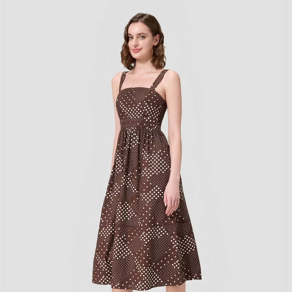 Women Poplin Fit and Flare Midi A-Line Dress – A New Day