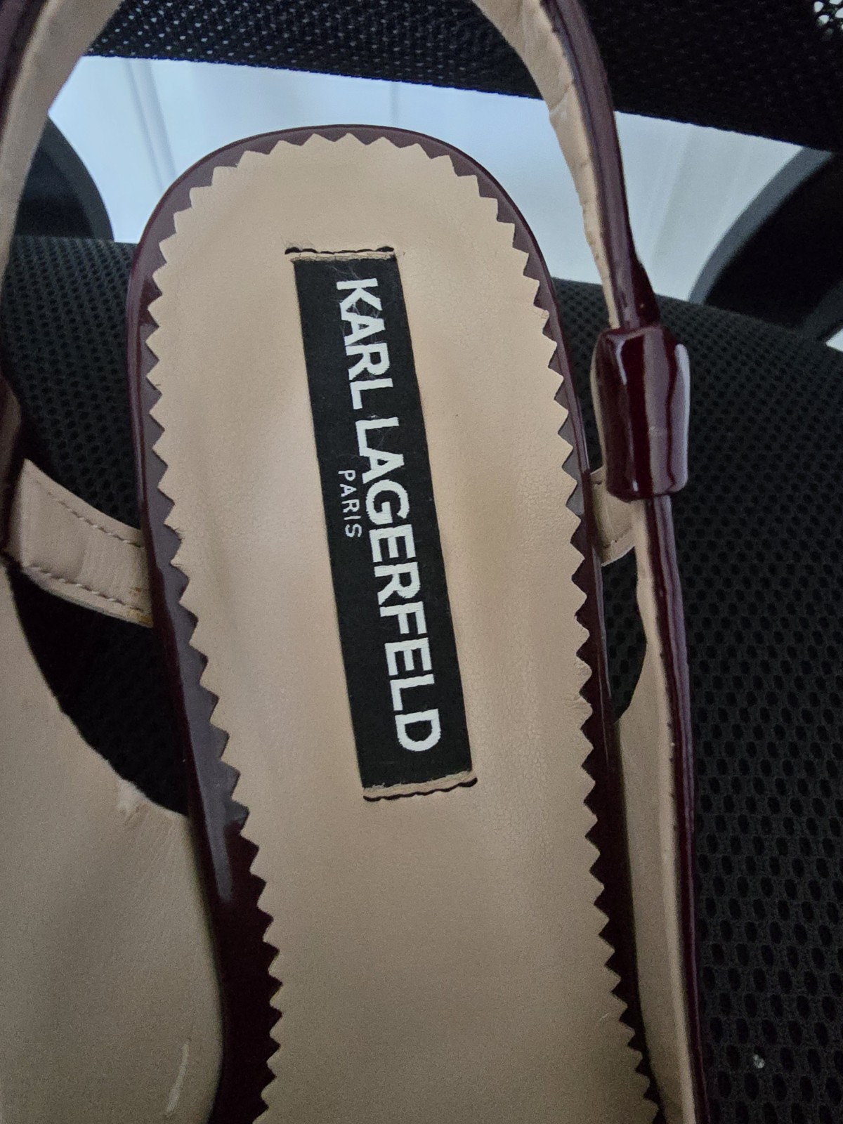 Karl Lagerfeld Paris Georgie Slingback Heels Burgundy Patent Leather 7.5M