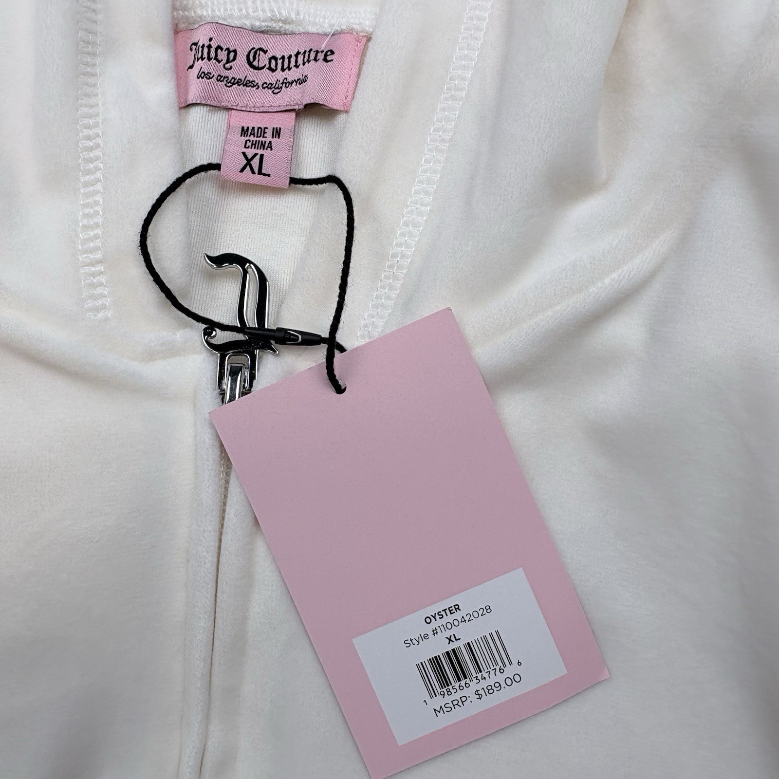 Juicy Couture Oyster Velour Short Sleeve Hoodie & Shorts Set Rhinestone