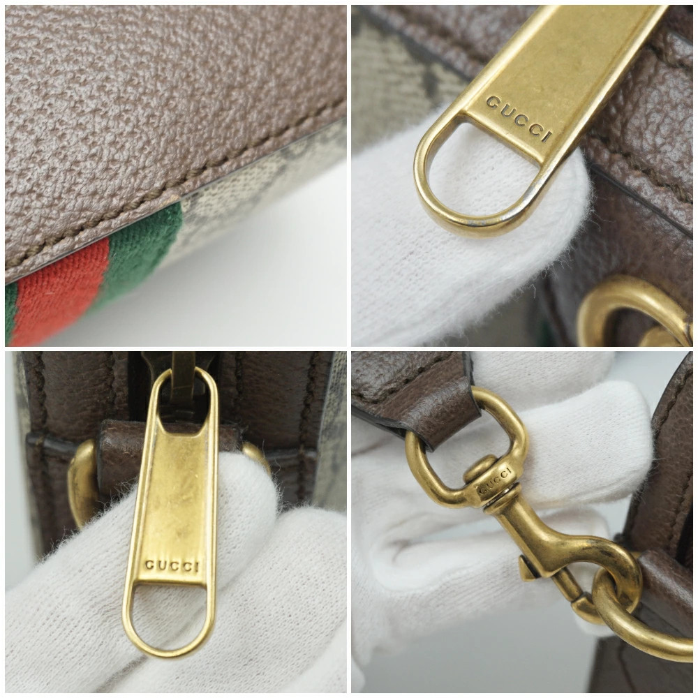 GUCCI 699439 Ophidia Shoulder Bag Beige Brown Crossbody Bag