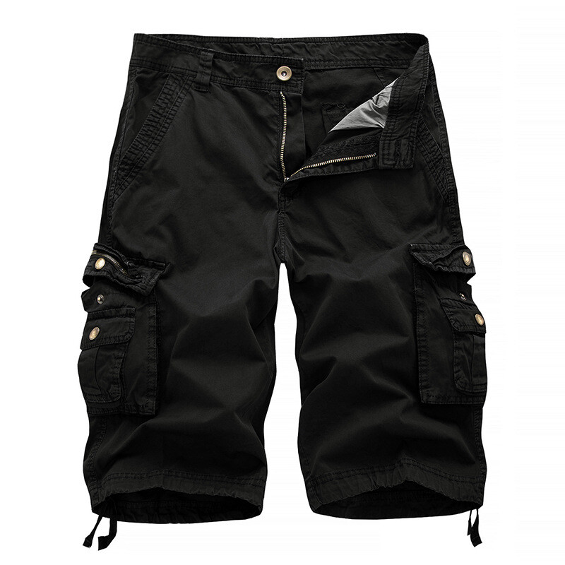 Mens Casual Solid Cargo Shorts Multi Pockets Washed Lounge 30 31 32 34 36 38-48
